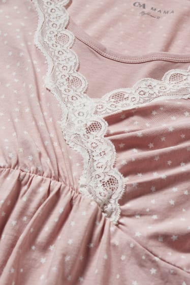 Femmes - Chemise de nuit d’allaitement - à motif - rose