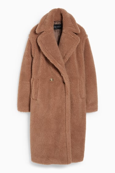 Femmes - Manteau en peluche - marron clair