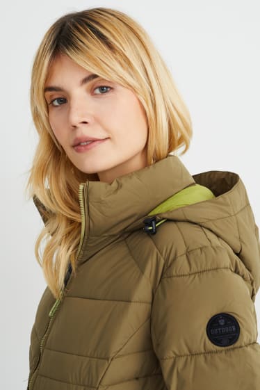 Femmes - Manteau doudoune à capuche - vert