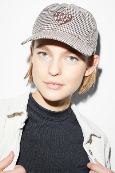 Teens & young adults - Cap - check - brown / cremewhite