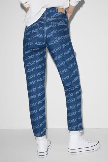 Women - Mom Jeans - high waist - Micky Maus - blue denim