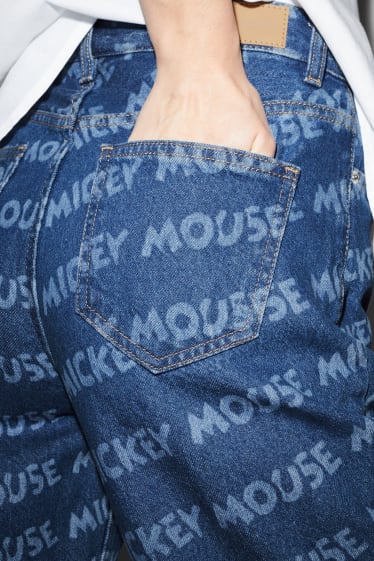 Women - Mom Jeans - high waist - Micky Maus - blue denim