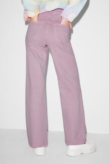 Women - CLOCKHOUSE - wide leg jeans - high waist - light violet