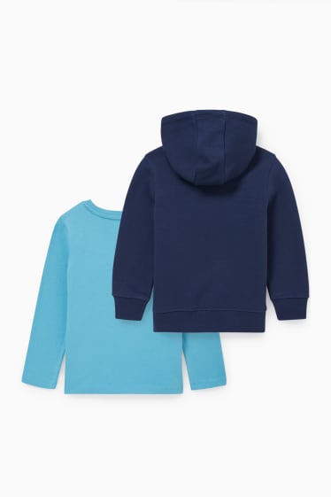 Enfants - Lot de 2 - sweat à capuche et haut à manches longues - bleu foncé