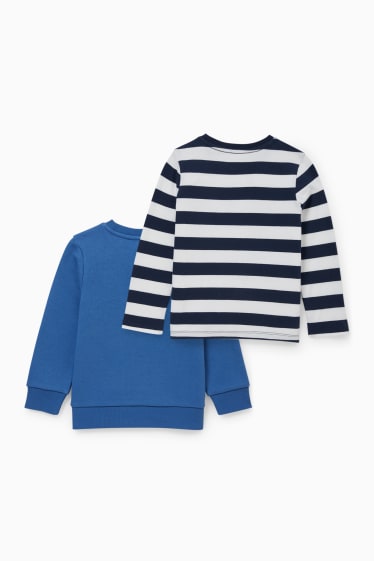 Kinder - Multipack 2er - Weihnachts-Sweatshirt und -Langarmshirt - blau