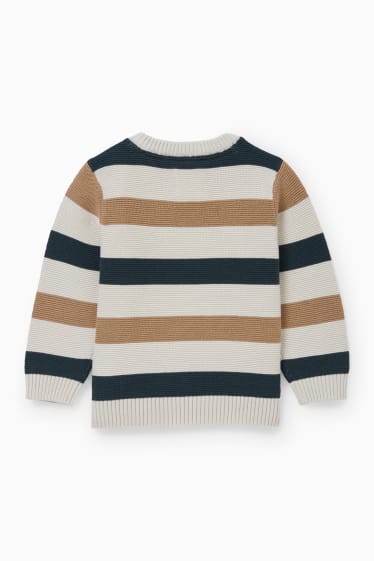 Baby: jongens - Babytrui - gestreept - beige-mix
