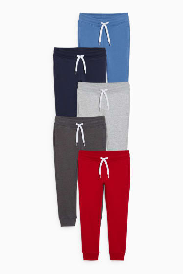 Copii - Multipack 5 perechi - pantaloni de trening - roșu