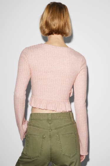 Damen - CLOCKHOUSE - Crop Langarmshirt - rosa-melange