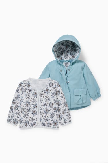 Bebeluși - Jachetă bebeluși 2 în 1, cu glugă - albastru deschis