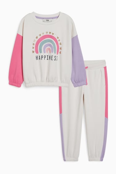 Enfants filles - Ensemble - sweat et pantalon de jogging - deux pièces - blanc crème
