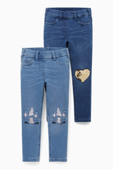 Kinderen - Set van 2 - jegging jeans - jeansblauw