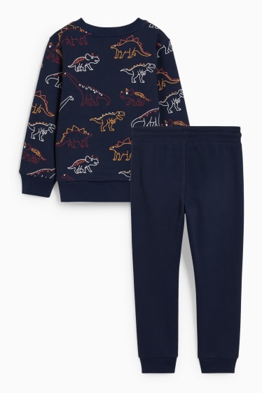 Bambini - Dinosauri - set - felpa e pantaloni sportivi - 2 pezzi - blu scuro