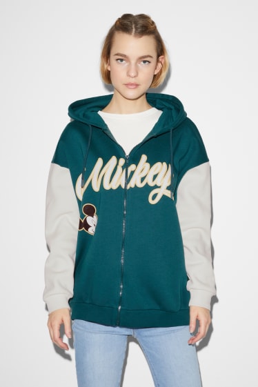 Teens & young adults - CLOCKHOUSE - zip-through sweatshirt with hood - Mickey Mouse - dark green