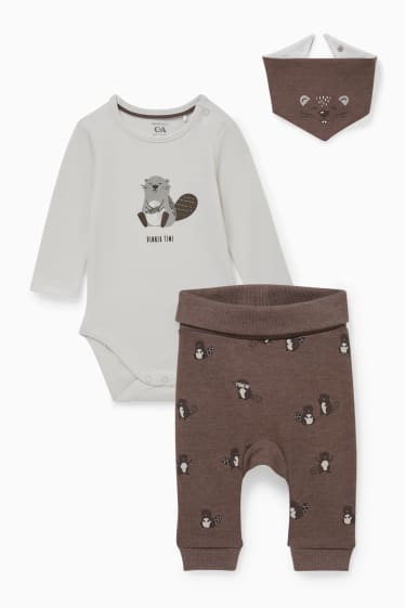 Baby: jongens - Babyoutfit - 3-delig - crème wit