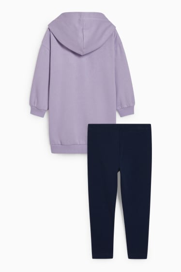 Nena - Unicorn - conjunt - vestit de punt de dessuadora amb caputxa i leggings - violeta clar