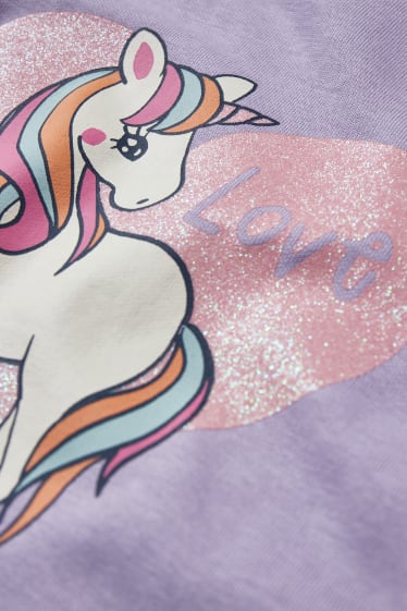 Nena - Unicorn - conjunt - vestit de punt de dessuadora amb caputxa i leggings - violeta clar