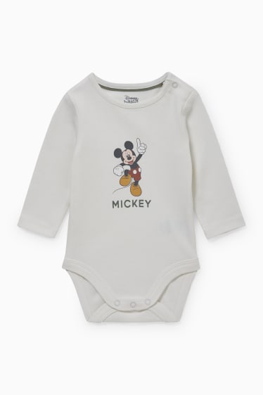 Babys - Mickey Mouse - babyoutfit - 3-delig - crème wit