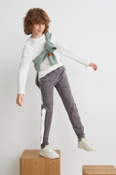 Dětské - Teplákové kalhoty - šedá/zelená