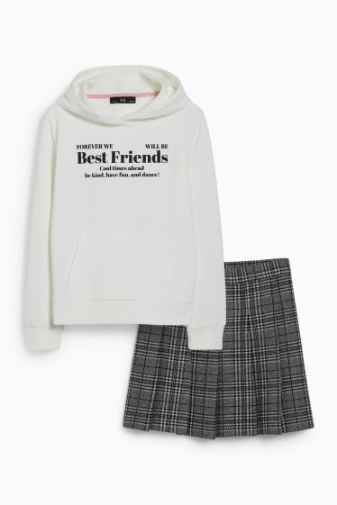 Kinderen: meisjes - Set - hoodie en rok - 2-delig - wit