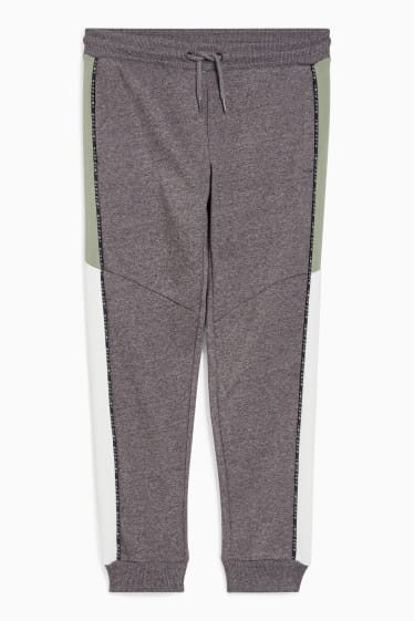 Dětské - Teplákové kalhoty - šedá/zelená