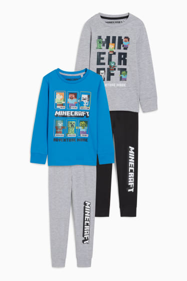 Enfants - Lot de 2 - Minecraft - pyjamas - 4 pièces - bleu
