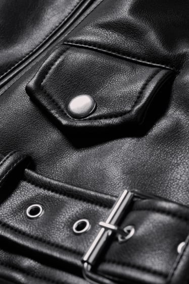 Ragazzi e giovani - CLOCKHOUSE - giacca stile motociclista - similpelle - nero