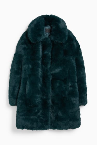 Women - Faux fur jacket - dark green