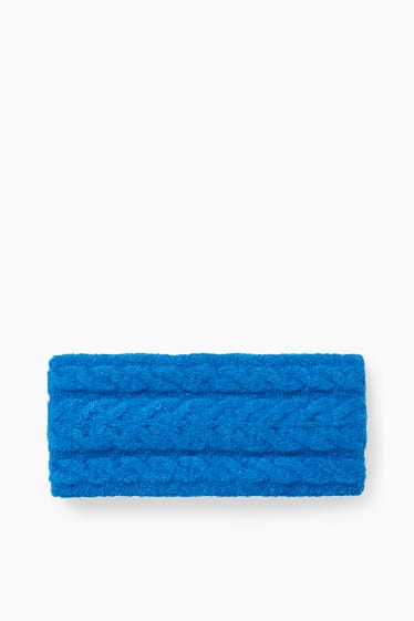 Women - Headband - cable knit pattern - blue