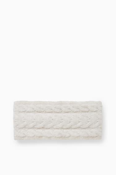 Femmes - Bandeau de front - motif tressé - blanc crème