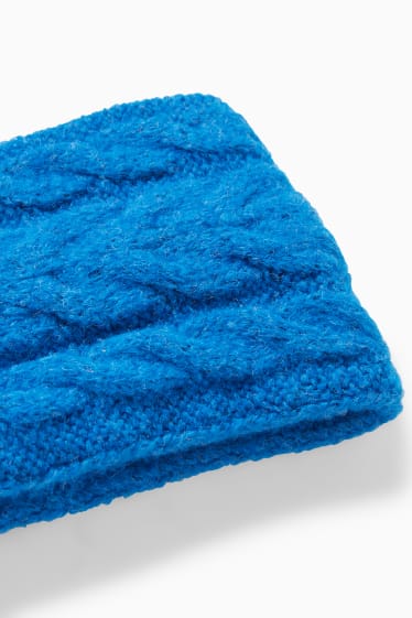 Femmes - Bandeau de front - motif tressé - bleu