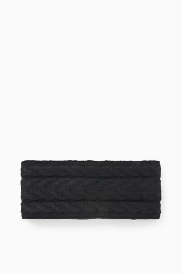 Femmes - Bandeau de front - motif tressé - noir