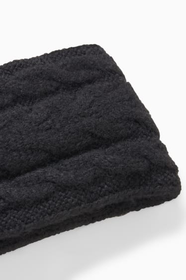 Femmes - Bandeau de front - motif tressé - noir