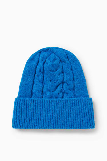 Femmes - Bonnet en maille - bleu