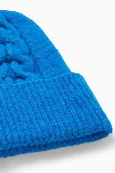 Femmes - Bonnet en maille - bleu