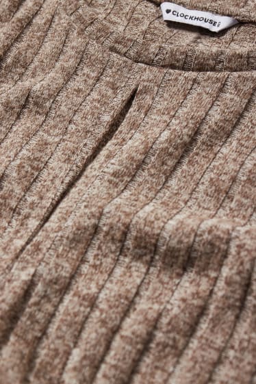 Joves - CLOCKHOUSE - samarreta de màniga llarga crop amb detall de nus - marró jaspiat