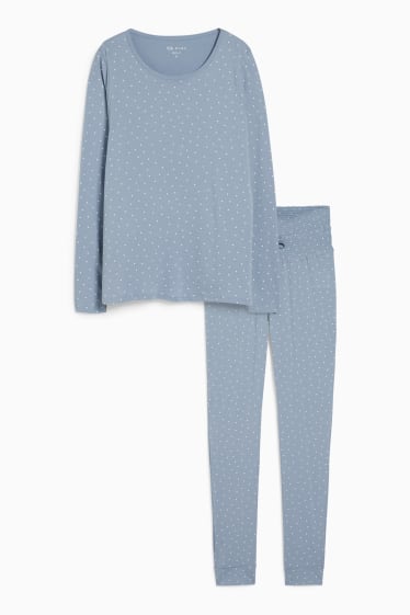 Damen - Still-Pyjama - gepunktet - hellblau