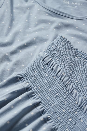Damen - Still-Pyjama - gepunktet - hellblau