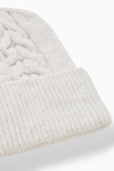Donna - Berretto in maglia - bianco crema