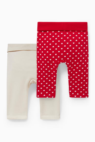 Babies - Multipack of 2 - baby Christmas thermal leggings - red
