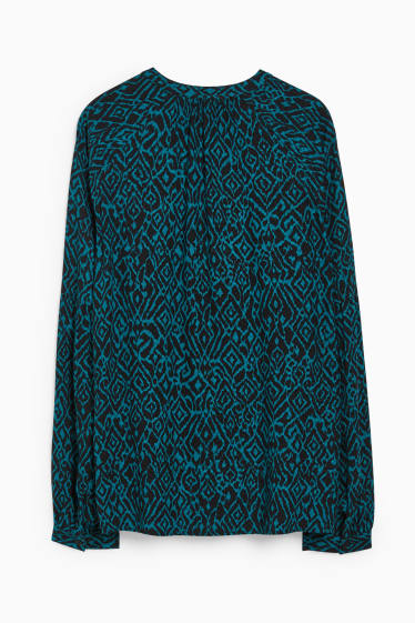 Women - Blouse - patterned - dark green / black