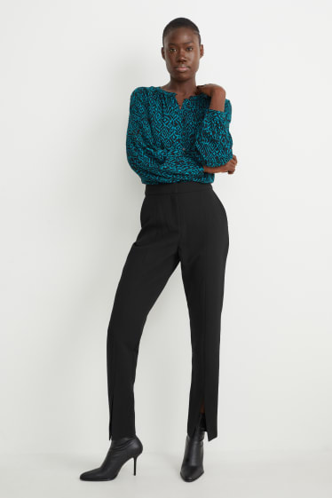 Dames - Pantalon - high waist - straight fit - zwart