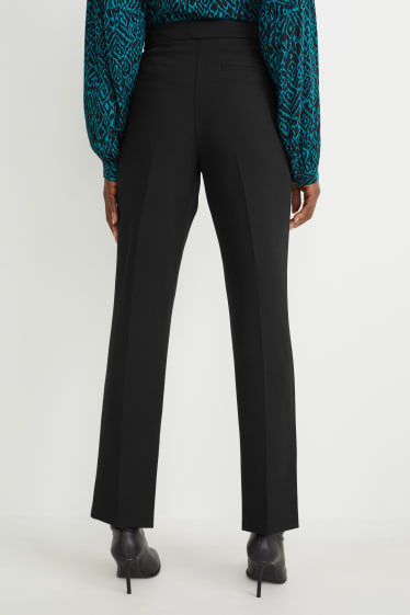Dona - Pantalons de tela - high waist - straight fit - negre