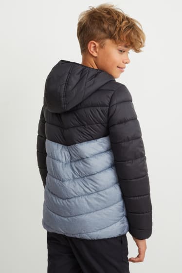 Children - Quilted jacket with hood - black