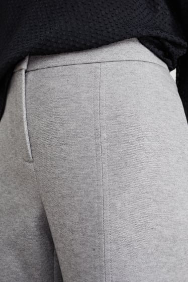 Femmes - Pantalon de toile - mid waist - jambes larges - gris clair chiné