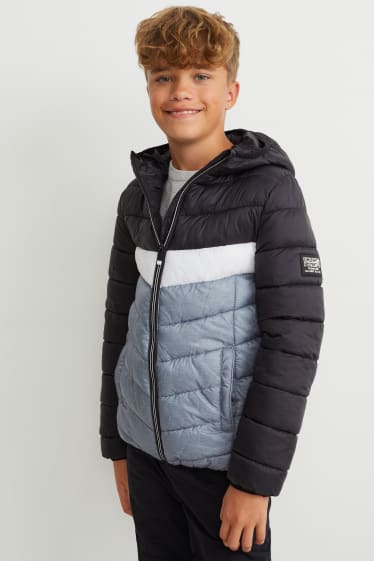 Children - Quilted jacket with hood - black