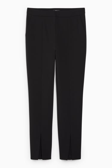 Femmes - Pantalon de toile - high waist - coupe droite - noir