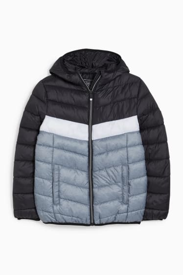 Children - Quilted jacket with hood - black