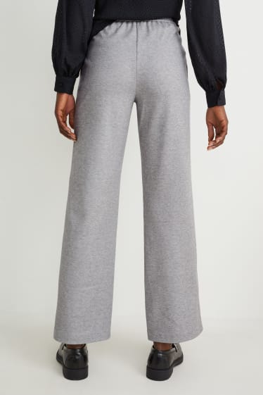 Donna - Pantaloni di stoffa - vita media - gamba ampia - grigio chiaro melange