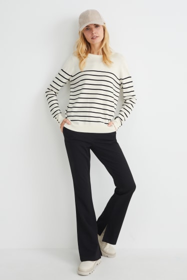 Women - Fine knit jumper - striped - cremewhite