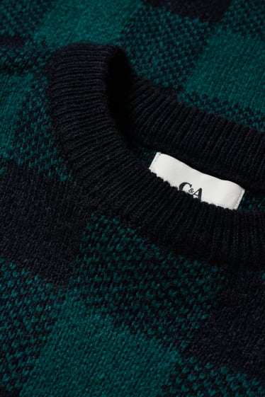 Men - Jumper - check - dark green